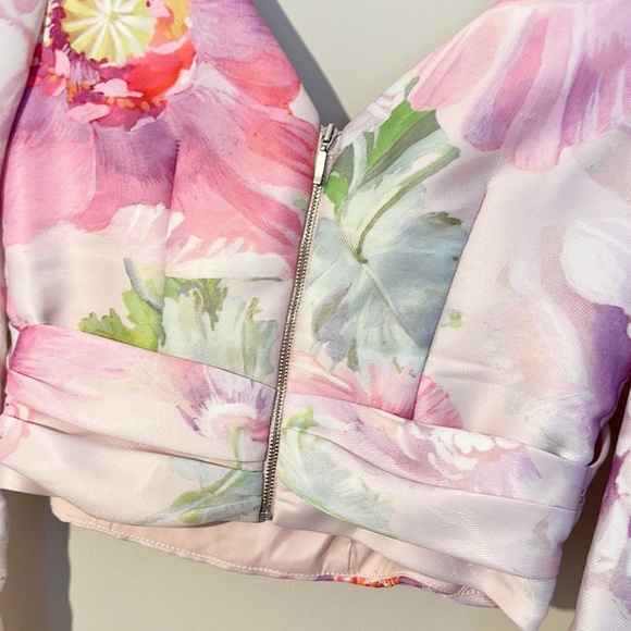 Flor ET. Al Proserpine Puff Sleeve Floral Blouse top crop women size Small - Picture 4 of 9